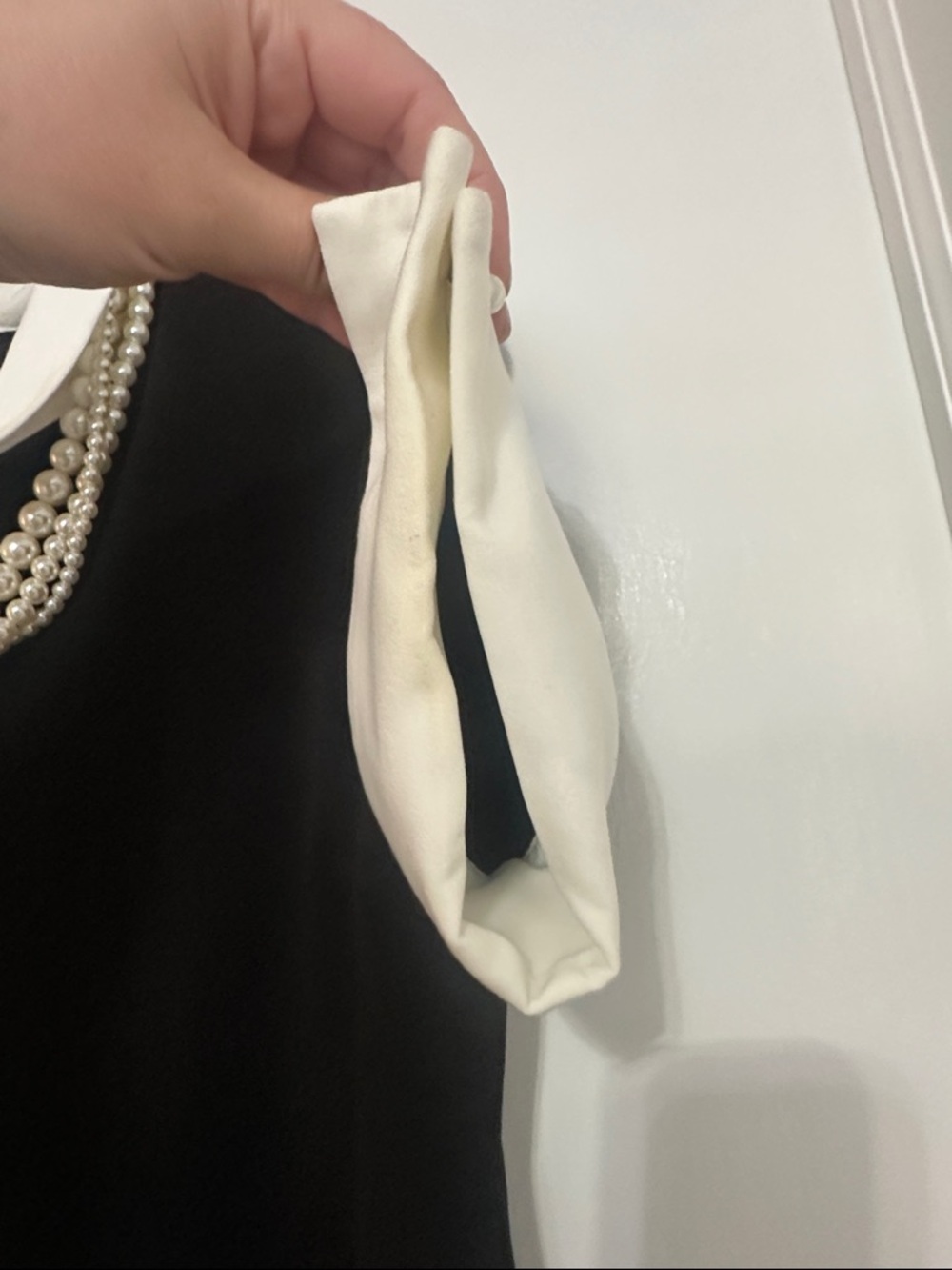 Karl Lagerfeld Black Midi Dress with Cream Collar and Cuff Details - Picture 6 of 8